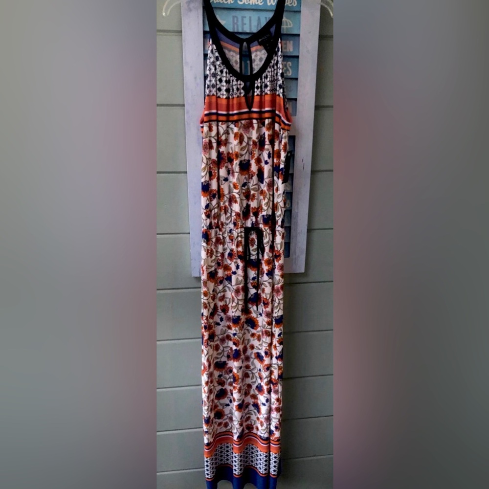 ENFOCUS Studio floral print maxi dress NEW keyhole & drawstring detail L-10